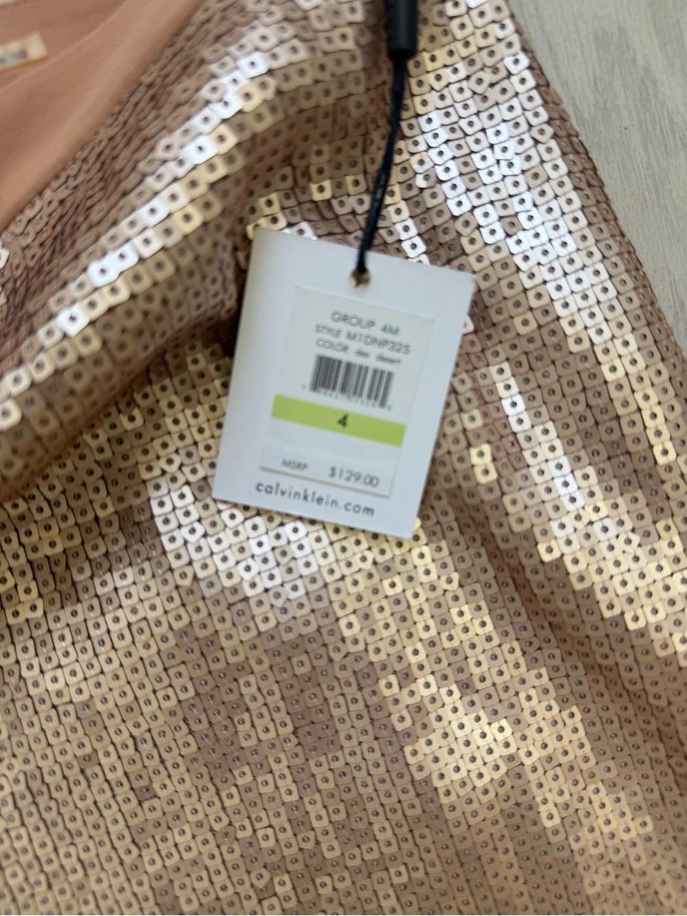NEW! Calvin Klein Metallic Sequin Skirt in Gold+Tan Sz.4 +TAGS - Picture 5 of 5